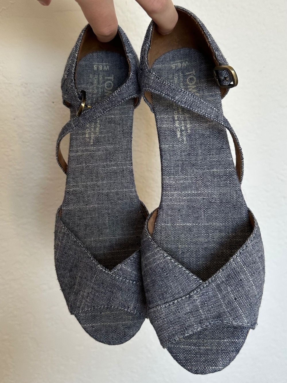 Toms blue wedges shoes